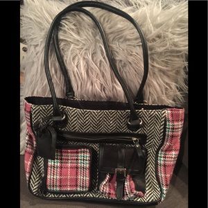 Bag, fabric plaid and herringbone
